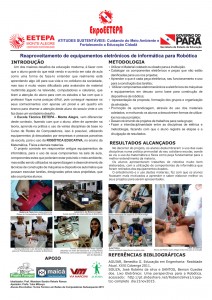 Banner da Primeira ExpoEETEPA de Redes de Computadores no uso da Robótica Educativa, utilizando material doado.